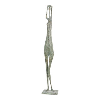 "Arms Raised Standing Figure VII" Contemporary Bronze Sculpture by Pierre Yermia For Sale