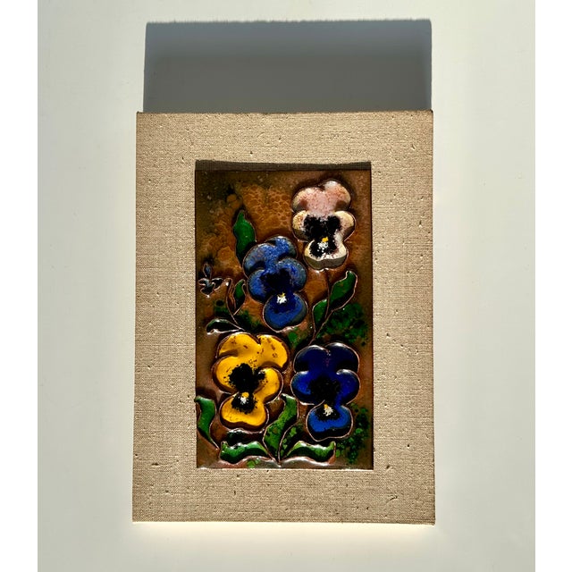 Beige Small Enamel Art Picture in Cloisonné Technique with Floral Motif from Steg-Email, 1960s For Sale - Image 8 of 11