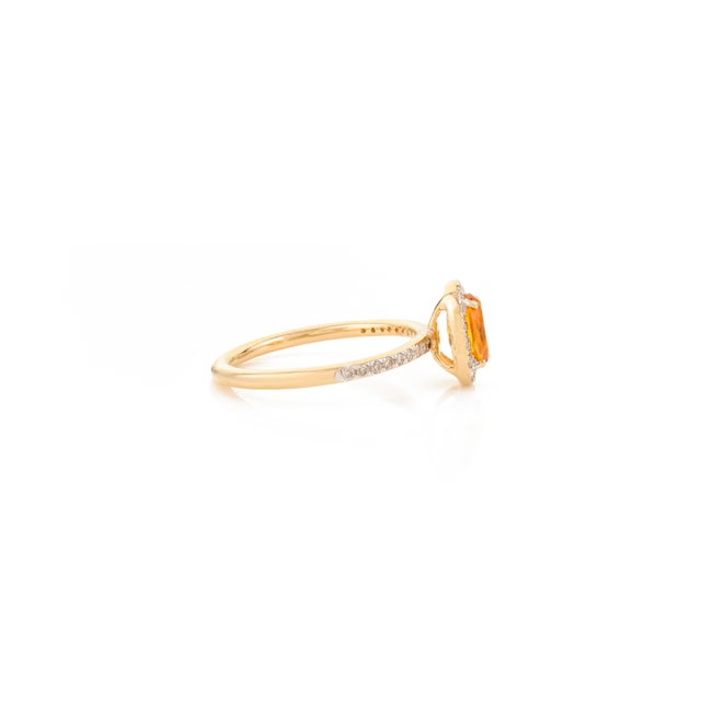 Not Yet Made - Made To Order Modern Citrine Diamond Halo Engagement Ring Size 7 in 14k Yellow Gold For Sale - Image 5 of 12
