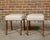 Pair of English 19th Century Oak Stools with Saber Legs and Custom Upholstery For Sale - Image 11 of 12