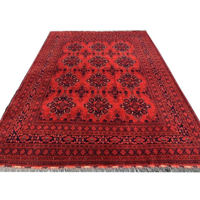 Fine Quality Hand Knotted Afghan Khal Muhammadi Wool Area Rug 9.2 X 6.7 Ft For Sale - Image 4 of 13
