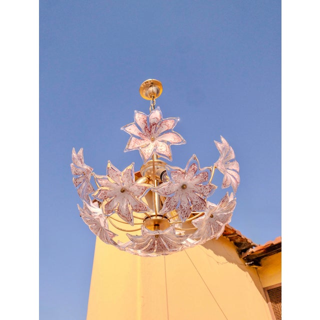Exquisite Mid-Century Murano Glass Floral Chandelier, 1970s For Sale - Image 4 of 7