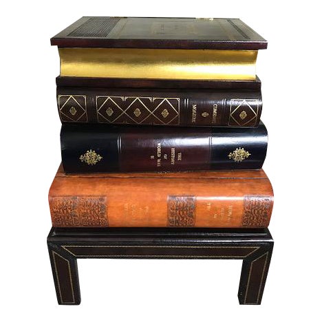 Figurative Maitland Smith Stacked Leather Book Side Table Chairish