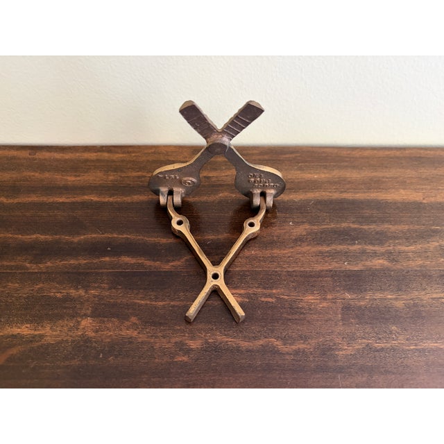 Brass 1970s Cast Brass Double Tennis Racket Door Knocker For Sale - Image 8 of 10