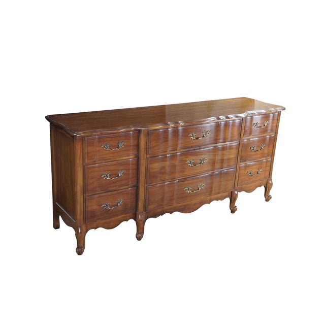 French Provincial Late 20th Century Kent Coffey Marquee French Provincial Serpentine Fruitwood Dresser Sideboard For Sale - Image 3 of 14
