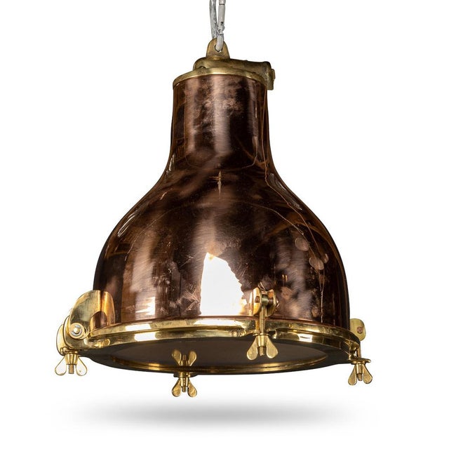 Vintage Danish Polished Brass Cargo Ship Light, 1960 For Sale - Image 10 of 10