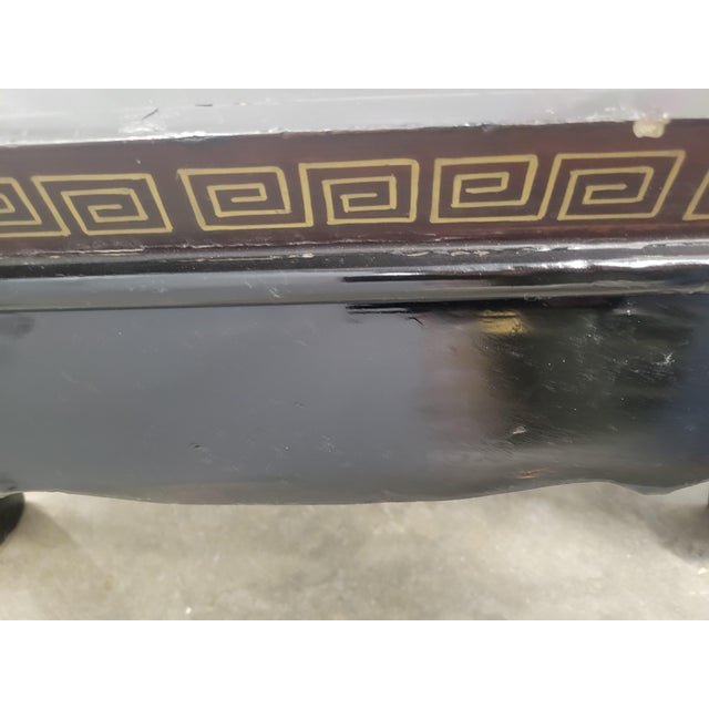 Vintage Chinoiserie Black Lacquered Large 4 Door Soapstone Decorative Storage Cabinet For Sale In West Palm - Image 6 of 18