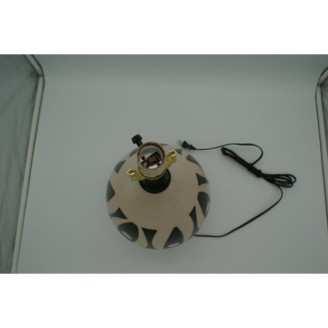 Ceramic Late 20th Century Black & Ivory Geometric Chulucanas Pottery Lamp – Handcrafted Peruvian Art Bulb Shape For Sale - Image 7 of 8