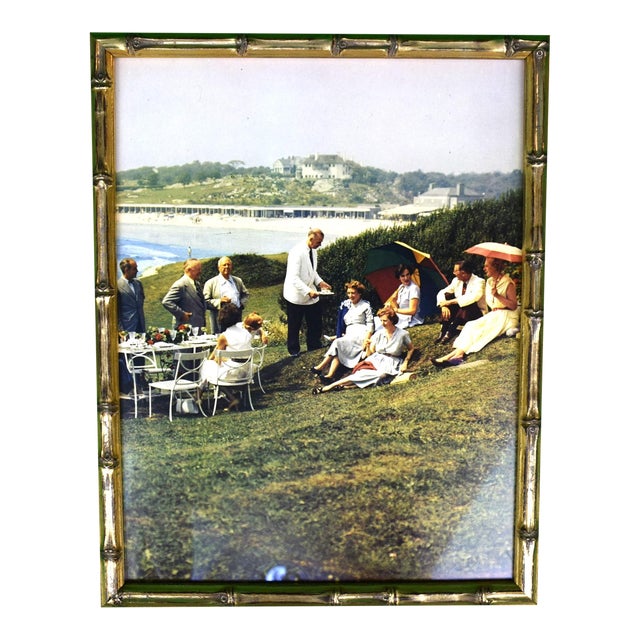 Slim Aarons Luncheon on the Lawn in Newport C1974 Framed Color Plate For Sale