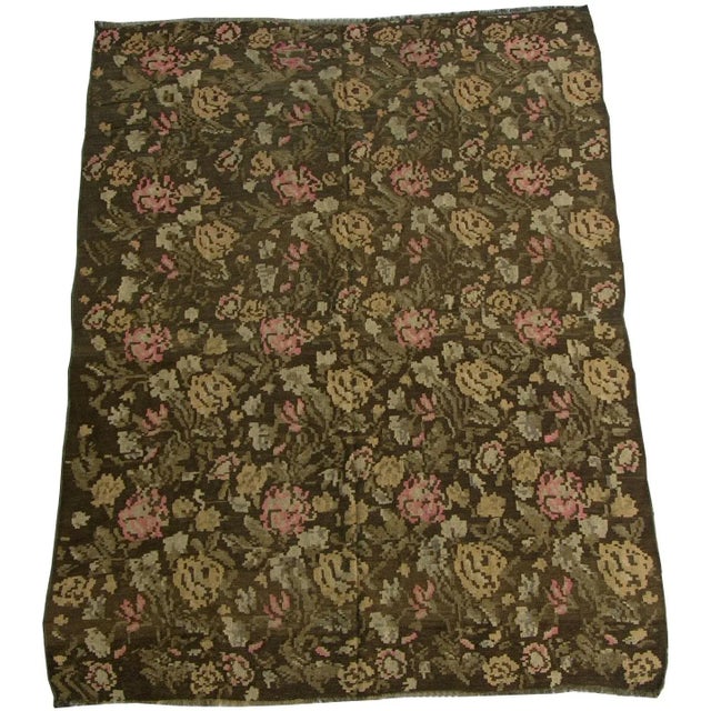 19th Century 1900s Antique Floral Rug 9' X 6' For Sale - Image 5 of 5