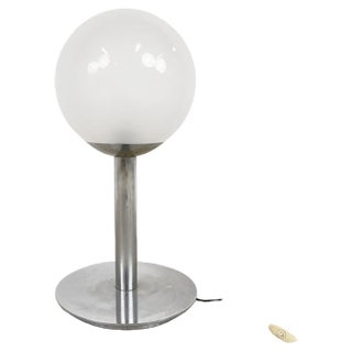 Italian Glass and Chrome Table Lamp, 1960s For Sale