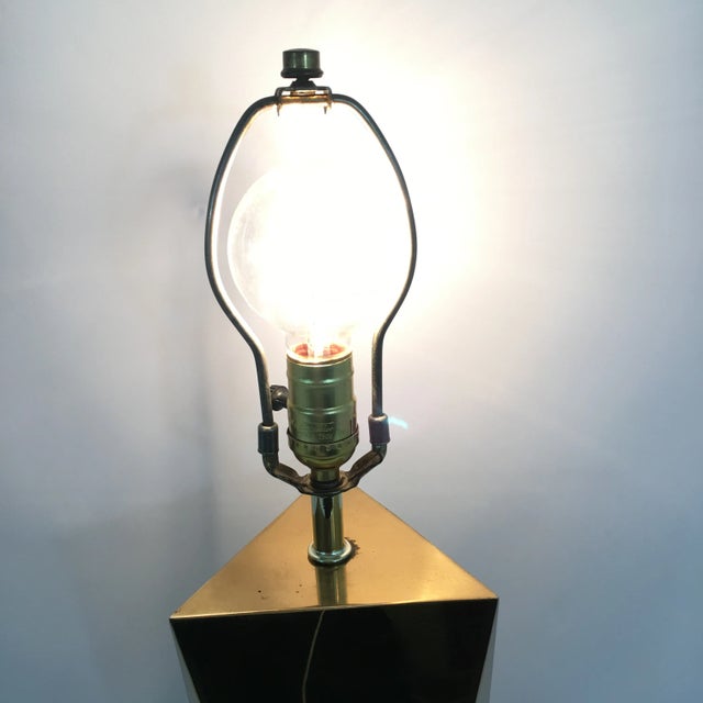Vintage Triangular Faceted Brass Lamp on Black Base For Sale - Image 11 of 13