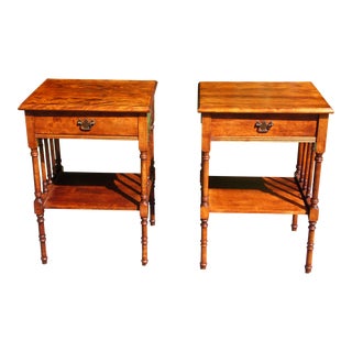 Vintage Pair Solid Mahogany Nightstands End Tables For Sale