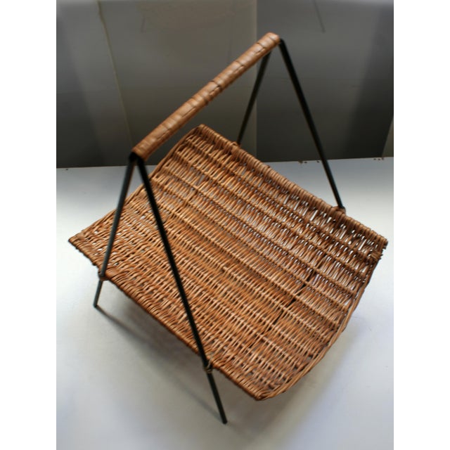 Wicker Magazine Rack, 1950s For Sale - Image 4 of 8