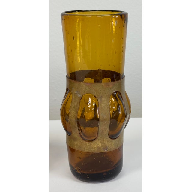 Vintage MCM Felipe Derflingher Brutalist Tall Drinking Glasses, Set of 5 For Sale - Image 4 of 7