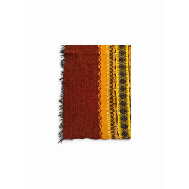 Vintage Latvian Folk Art Woven Wool Striped Textile Blanket For Sale - Image 4 of 8