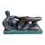 Modernist Reclining Figure Sculpture by Henry Moore on Green Marble Base For Sale