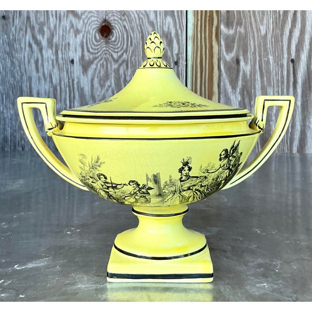 Enhance your decor with this Vintage Regency Mottahedeh for Creil Lidded Urn. Featuring exquisite detailing and a classic...
