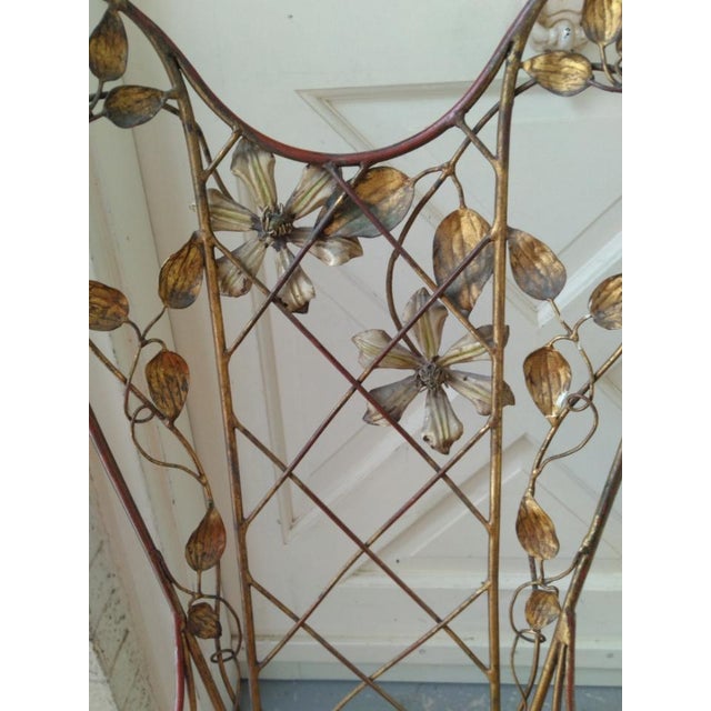 Vintage Italian Flower Gilt Iron Sculptural Accent Chair 41 Inches Height 17 Inches Seat from ground 14 1/2 Inches is the...