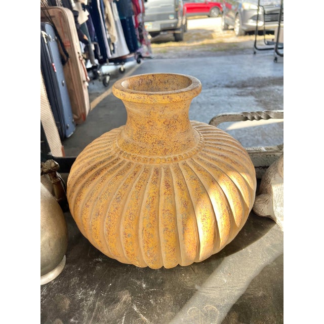 Mid 20th Century Mid Century Heavy Fluted Ceramic Vase For Sale - Image 5 of 7