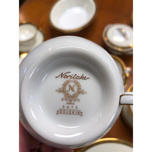 1970s Noritake China Goldkin Pattern 5675 Dinnerware Set 92 Pieces