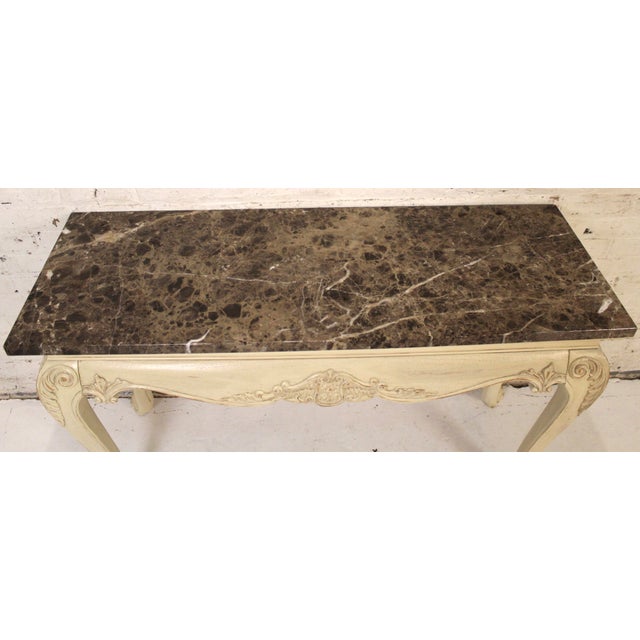 Mid 20th Century Gorgeous Painted Console With Brown Marble Table Top For Sale - Image 15 of 15