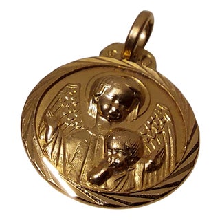 18k Gold Pendant Medal, 1950s For Sale