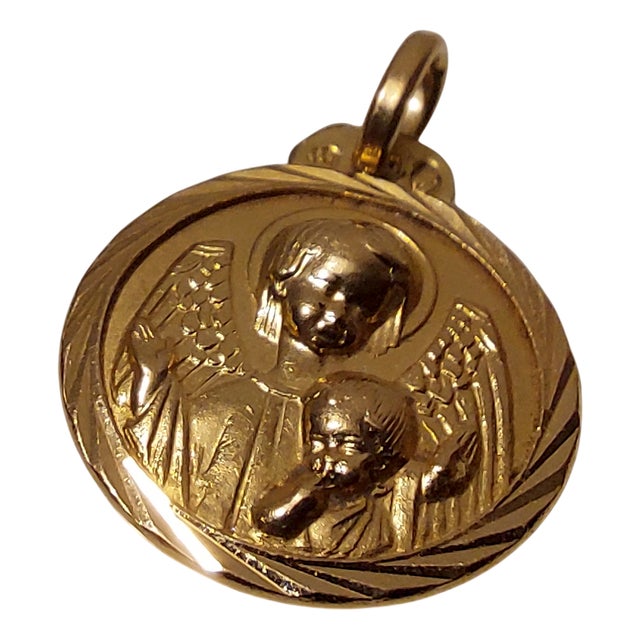 18k Gold Pendant Medal, 1950s For Sale