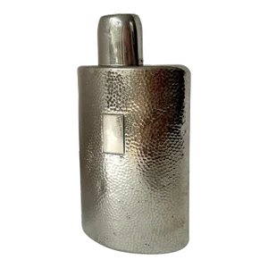 Hammered Silver Plate Hip Flask with Drinking Cup