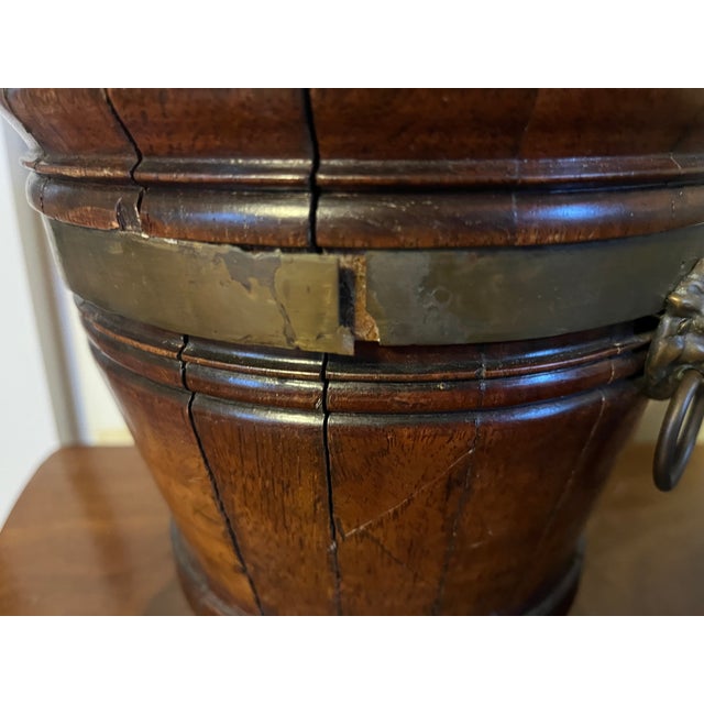 Antique 19th Century Dutch Mahogany Coopered Cachepot or Wine Bucket With Lion Mask Handles For Sale - Image 11 of 12