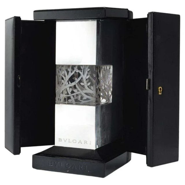 Italian Late 20th Century Bulgari, Italian Silver & Etched Glass Sculpture in Original Fitted Leather Box For Sale - Image 3 of 10
