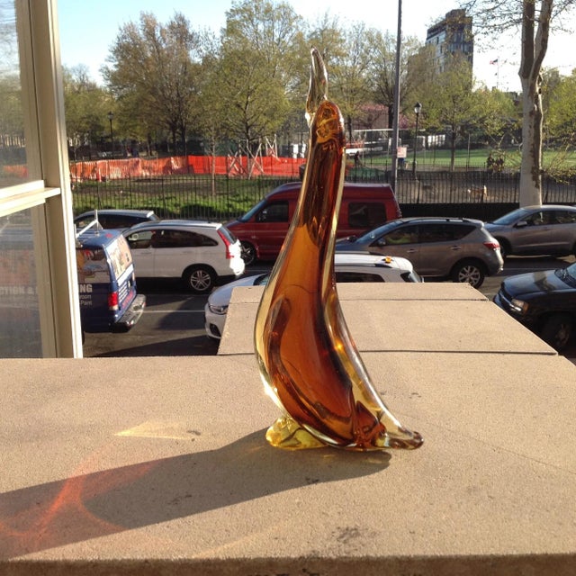 Glass 1950s Tall Sommerso Glass Caramel to Clear Penguin For Sale - Image 7 of 13