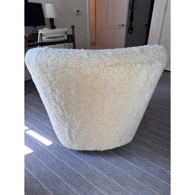 Mid-Century Modern Maiden Home Perry Chair — Ivory Shearling / Charcoal Maple For Sale - Image 3 of 6