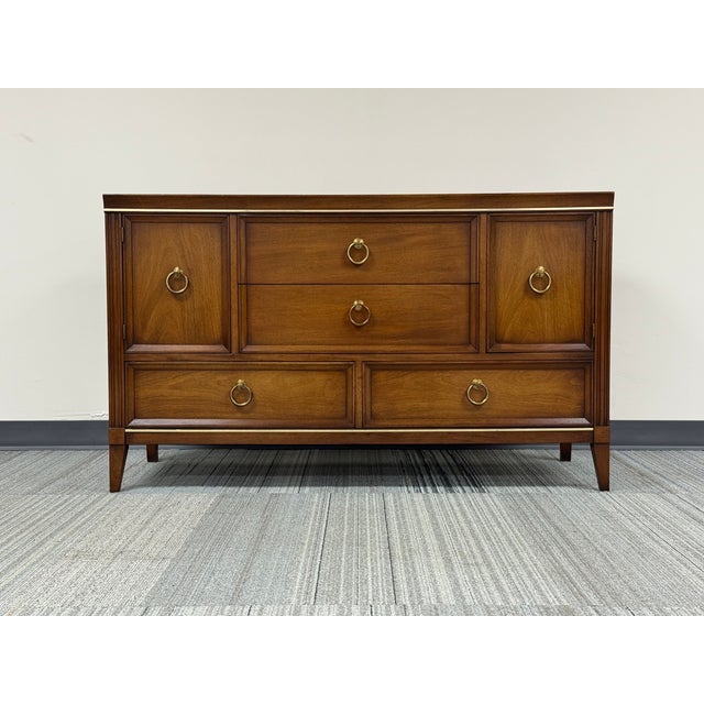 -MID-CENTURY CREDENZA -MANUFACTURE: DREXEL INTERLUDE -IN THE STYLE OF: MID-CENTURY -DATE OF MANUFACTURE: 1957 -MATERIALS:...