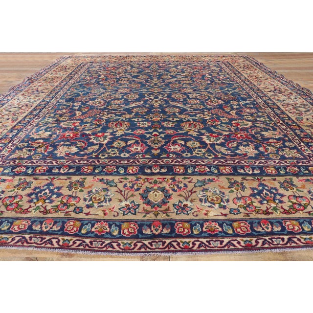 Blue Vintage Persian Isfahan Rug - 09'10 X 13'00 For Sale - Image 8 of 9