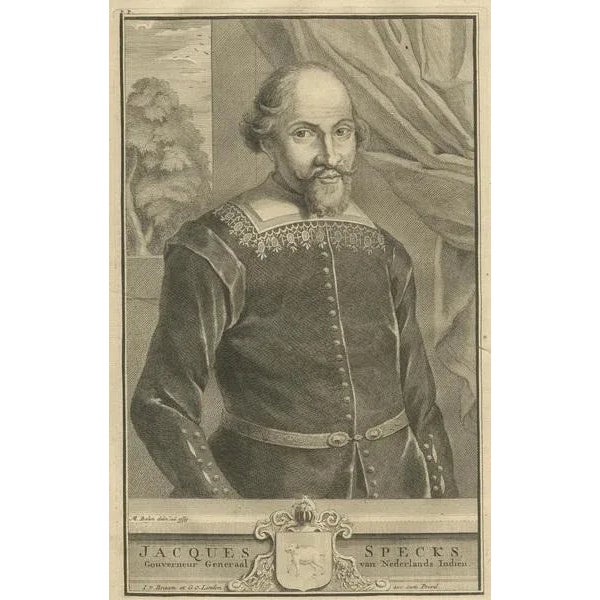 Antique portrait titled 'Jacques Specks, Governor-General of the Dutch East Indies'. Old portrait of Jacques Specks,...