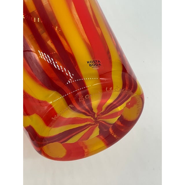 Orange Vintage Kosta Boda Swedish Art Glass Bowl & Vase Set For Sale - Image 8 of 17
