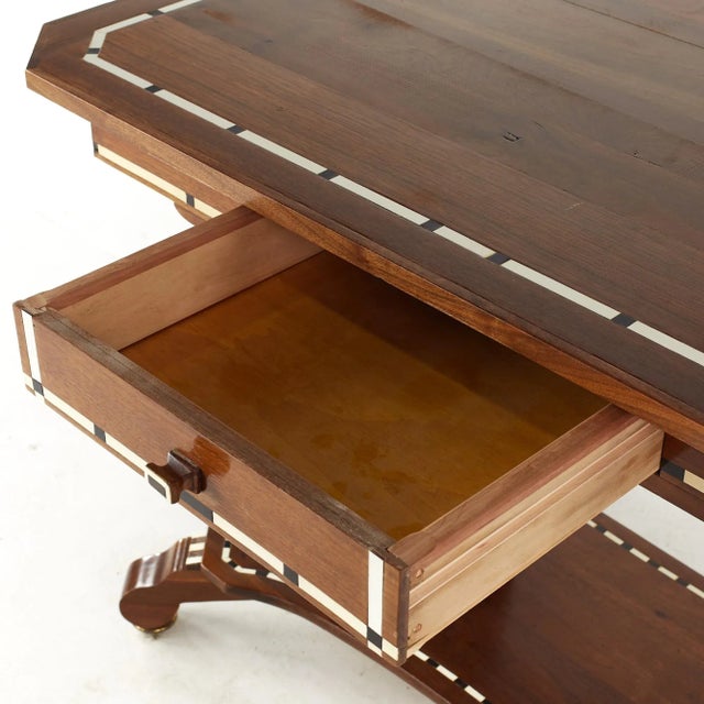 Wood Inlaid Art Deco Pedestal Console Table For Sale - Image 7 of 8