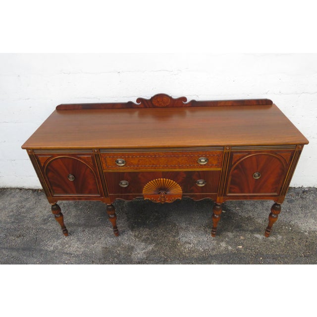 J B Van Sciver Early 1900s Carved Long Sideboard Buffet Credenza Bathroom Vanity For Sale - Image 12 of 12