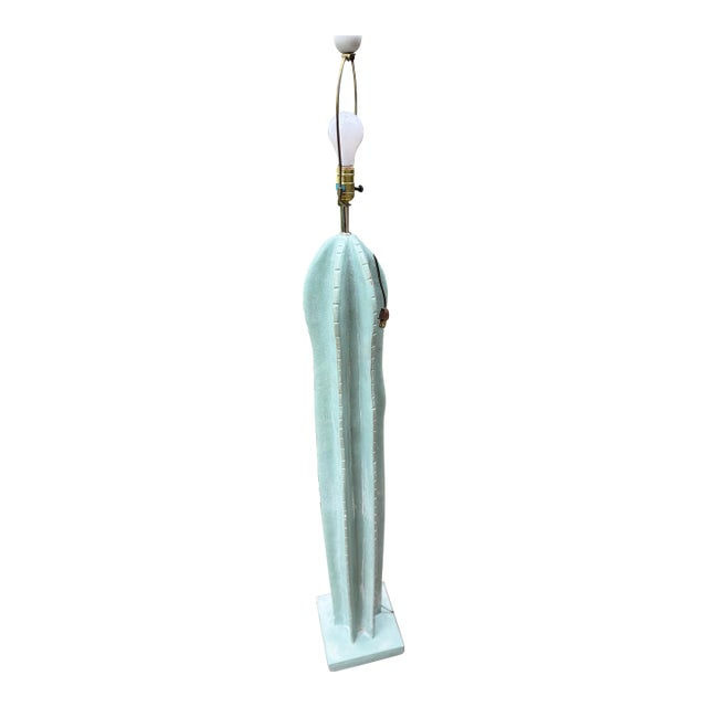 Vintage Alsy Turquoise Saguaro Cactus Floor Lamp – 60.5” Tall – Organic Modern For Sale