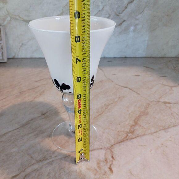 White Vintage Murano Martini Drinking Glass Handblown White Brown Spots Art Deco Bar For Sale - Image 8 of 10