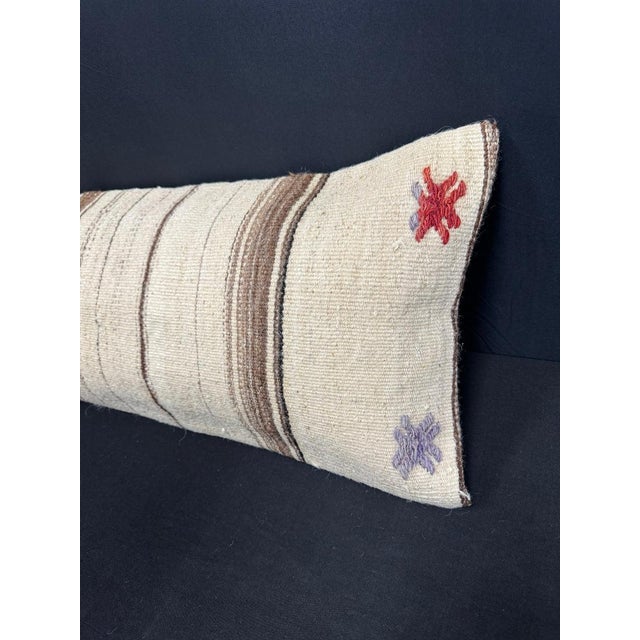 Turkish Hemp Pillow Cushion Natural Beige Brown Cushion Cover 14"x45" For Sale - Image 4 of 4