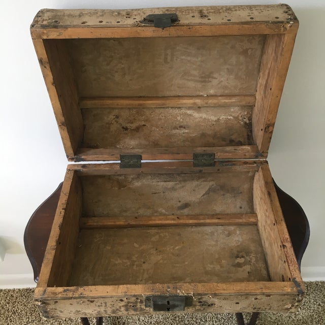 Late 19th Century Small Primitive Wood Storage Chest Side Table For Sale - Image 10 of 12
