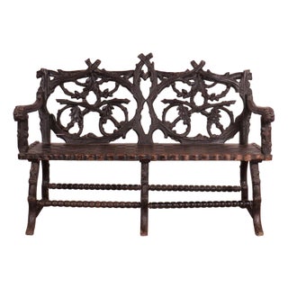 Victorian Black Forest Bench For Sale