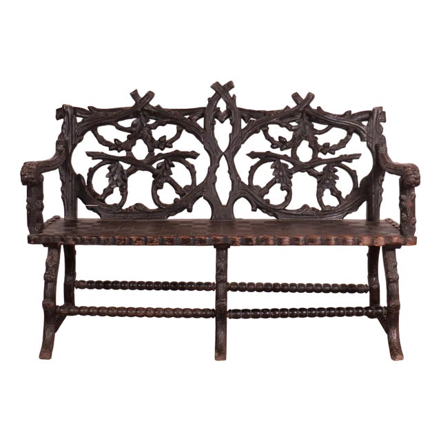 Victorian Black Forest Bench For Sale