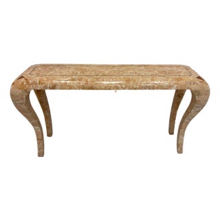Vintage Maitland Smith Tessellated Stone Console, Cabriolet Legs For Sale