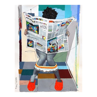 Quality Time #7 - Original Colorful Urban Figurative Acrylic Oil Pastel and Graphite Art on Paper For Sale
