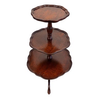 Vintage Mid-Century Mersman Mahogany 3-Tier Pie Crust Dumbwaiter Table For Sale