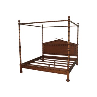 Julia Gray Ltd Faux Bamboo Canopy Bed For Sale