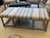 Very Large Classic Grey Wood & Upholstered Striped Ottoman For Sale - Image 10 of 12
